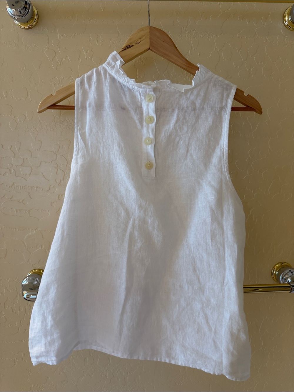 J. Crew White Linen Sleeveless Ruffle-Neck Camisole - Picture 3 of 5